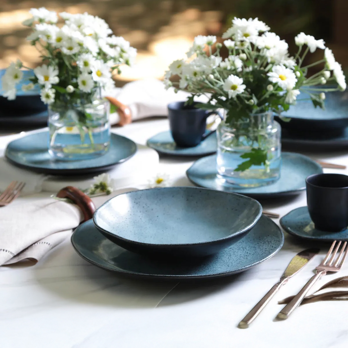 Jogo de pratos Porto Brasil em tom azul